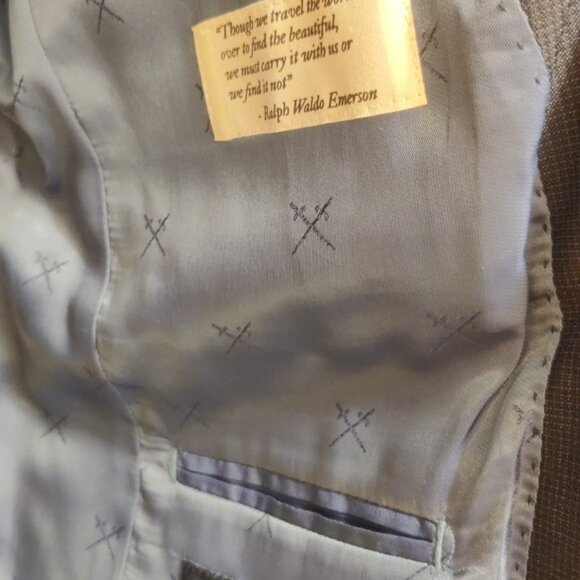 Strong Suit 38S 31w navy microcheck slim fit tailored soft tailoring 100% wool - Picture 8 of 12